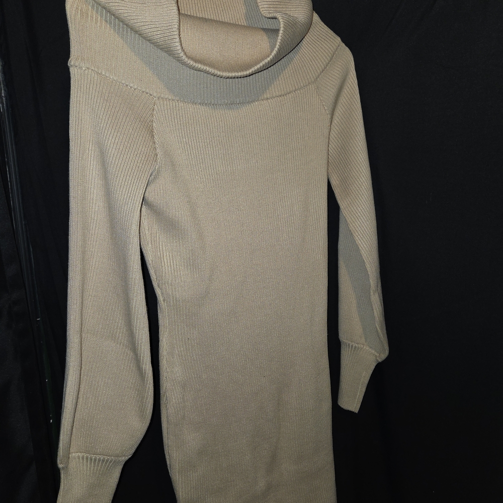 Fashion Nova Beige Cowl Neck Mini Dress